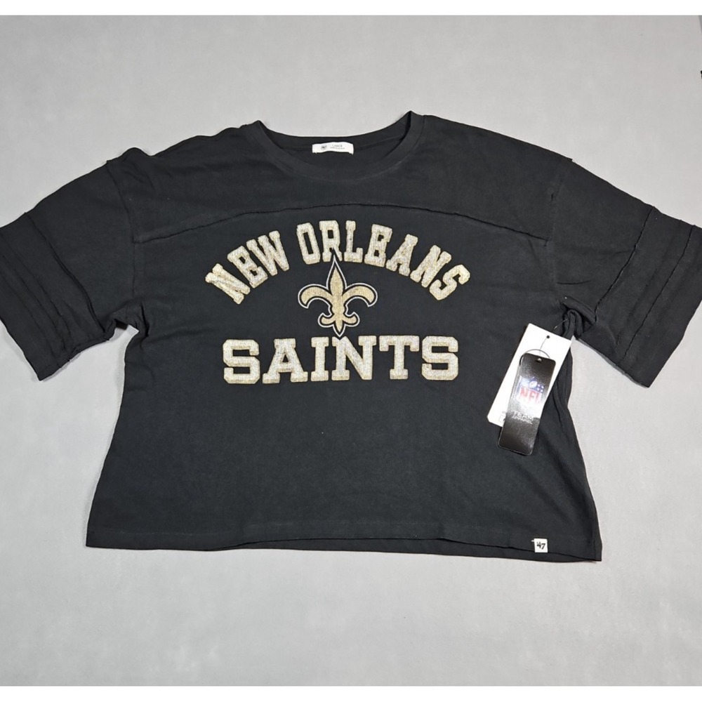 '47 Brand Womens New Orleans Saints Cropped Graphic T Shirt Size Large NWT